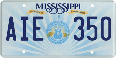 MS license plate AIE350