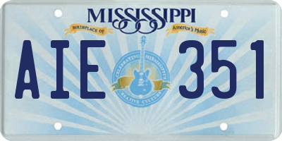 MS license plate AIE351