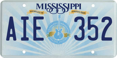 MS license plate AIE352