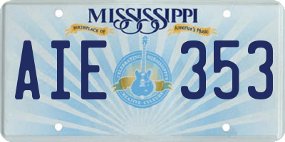 MS license plate AIE353