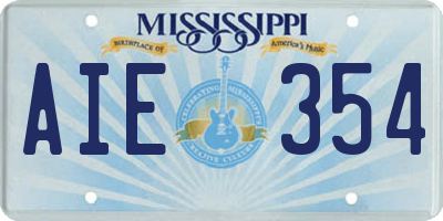 MS license plate AIE354