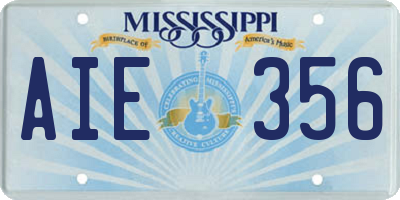 MS license plate AIE356