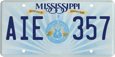 MS license plate AIE357
