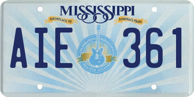 MS license plate AIE361