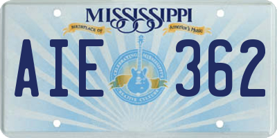 MS license plate AIE362