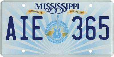 MS license plate AIE365