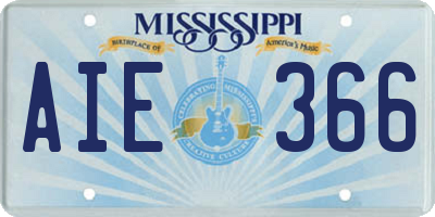 MS license plate AIE366