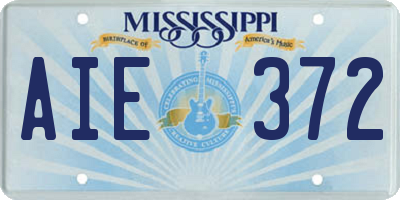 MS license plate AIE372