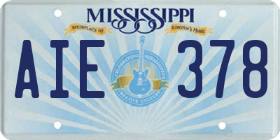 MS license plate AIE378