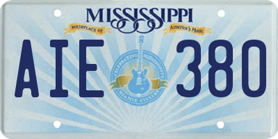 MS license plate AIE380