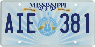 MS license plate AIE381