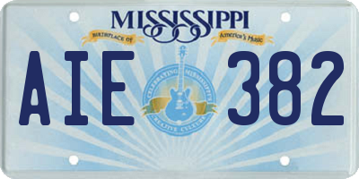 MS license plate AIE382