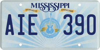MS license plate AIE390