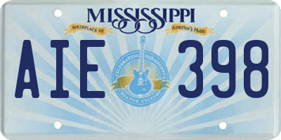 MS license plate AIE398