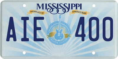 MS license plate AIE400