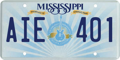 MS license plate AIE401