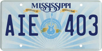 MS license plate AIE403