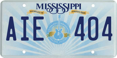 MS license plate AIE404