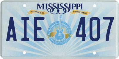 MS license plate AIE407