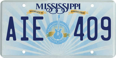MS license plate AIE409