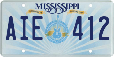 MS license plate AIE412