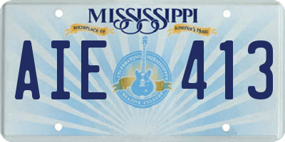 MS license plate AIE413