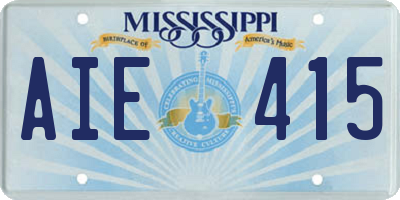 MS license plate AIE415