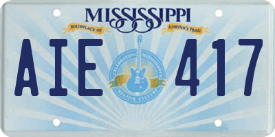 MS license plate AIE417