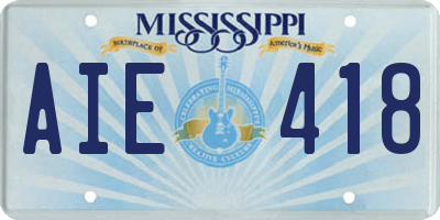 MS license plate AIE418