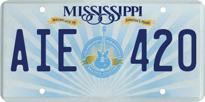 MS license plate AIE420