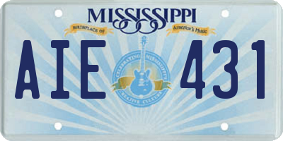 MS license plate AIE431