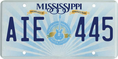 MS license plate AIE445