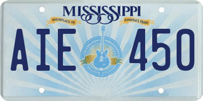 MS license plate AIE450