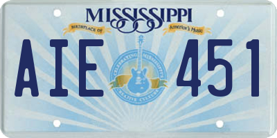 MS license plate AIE451