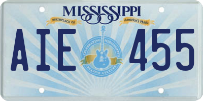 MS license plate AIE455