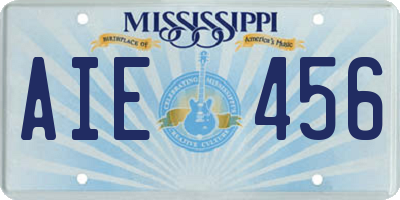 MS license plate AIE456