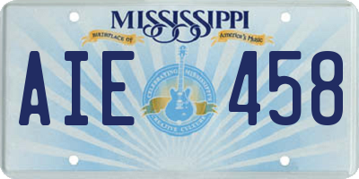 MS license plate AIE458