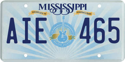 MS license plate AIE465