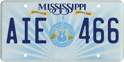 MS license plate AIE466