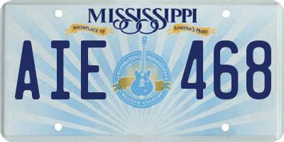 MS license plate AIE468