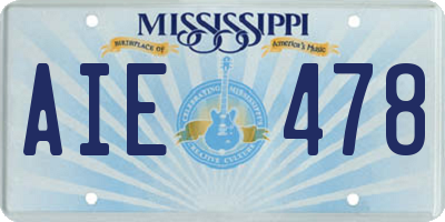 MS license plate AIE478