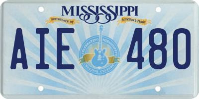 MS license plate AIE480