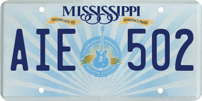 MS license plate AIE502