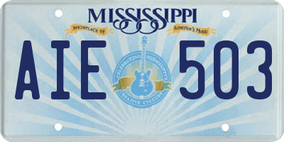 MS license plate AIE503
