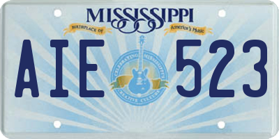 MS license plate AIE523