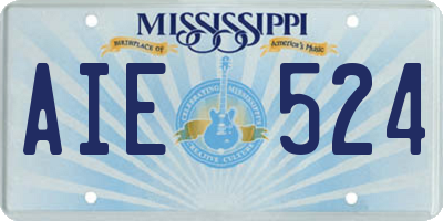 MS license plate AIE524