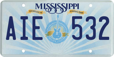 MS license plate AIE532