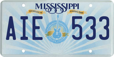 MS license plate AIE533