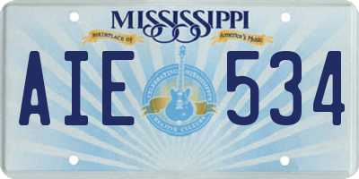 MS license plate AIE534