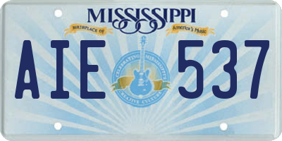 MS license plate AIE537